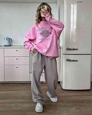 Жіночий теплий оверсайз світшот з накатом  трьохнитка на флісі Одеса