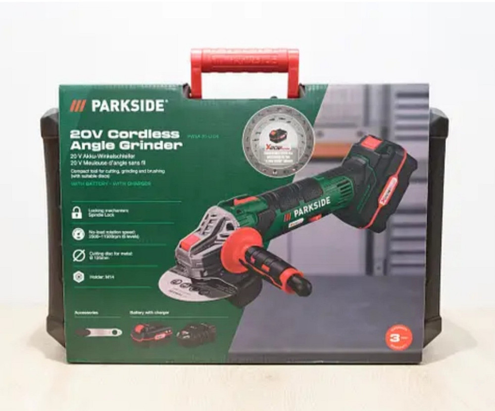 Акумуляторна  болгарка PARKSIDE PWSA 20-Li F4 (20 В, Німеччина)акумулятором 2Аh і зарядним пристроєм 2.4A Київ - фото 1