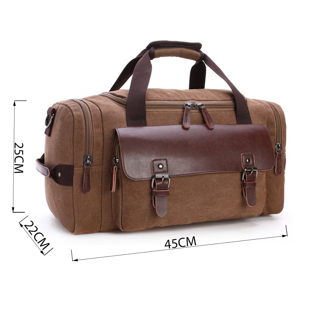 Дорожня сумка текстильна з кишенею Vintage 20193 Коричнева Київ - фото 3