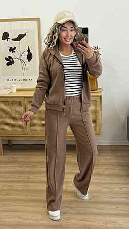 Женский теплый прогулочный костюм двойка: кофта и штаны вязка на трикотажной основе Мокко, 46/48 Одесса