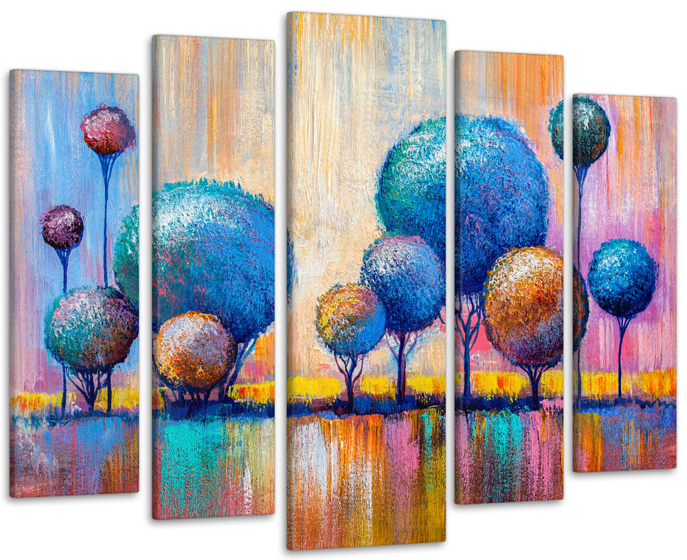 Модульна картина у вітальню / спальню Живопис Барвисті Дерева Art-401_5 ( 80х118см ) Київ - фото 1