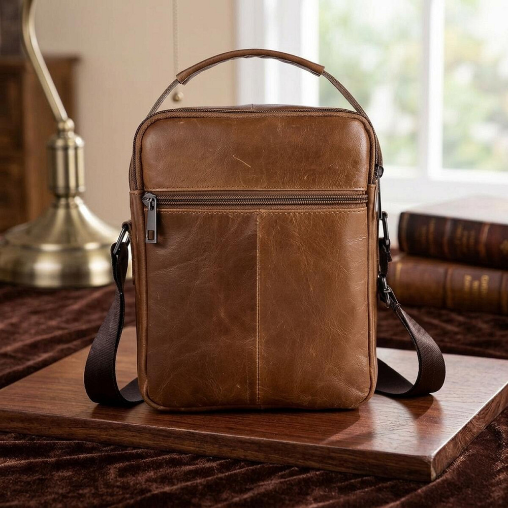 Сумка чоловіча гладка Vintage 14707 Cвітло-коричнева Київ - фото 11