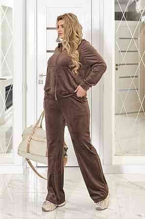 Велюровий спортивний костюм жіночий "Davos" | Батал Мокко, 50-52 Київ