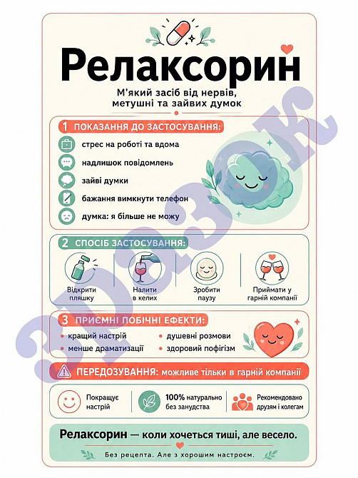 Этикетка на бутылку вина или игристого «Релаксорин» | Прикольная подарочная этикетка и контрэтикетка  Шуточная наклейка на бутылку Одесса - изображение 2