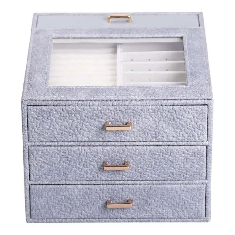 Скринька для прикрас з еко шкіри 3 яруси органайзер для ювелірних виробів HP-5-16G Київ - фото 7