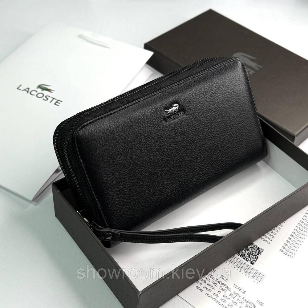 Кожаный брендовый кошелек клатч на два отделения Lacoste (6614) Киев - изображение 4