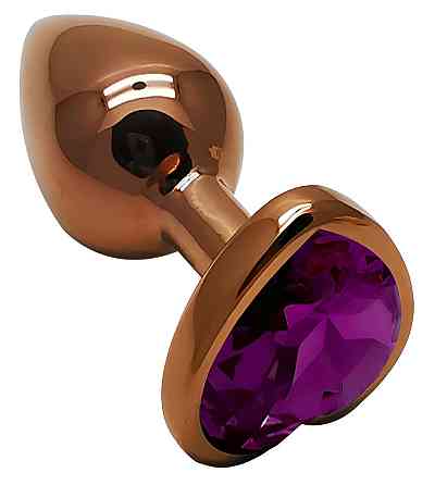 Анальная пробка с кристаллом EGZO - Dark Gold Heart Plug Purple, size S Sex Aura Киев