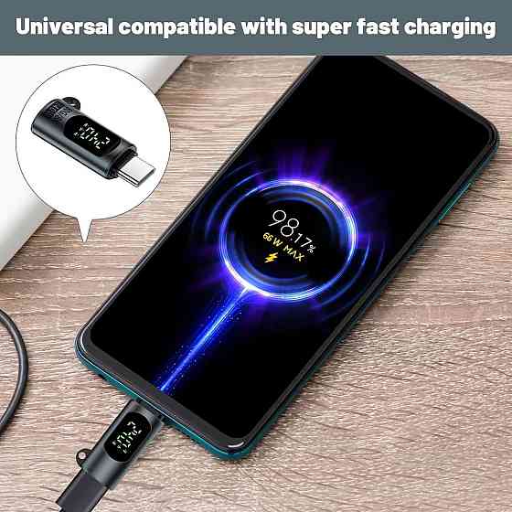 Адаптер USB-C с LED дисплеем 3 в 1 Micro USB↔USB-C / USB-A→USB-C кабель для MacBook iPad iPhone 15 серый Киев