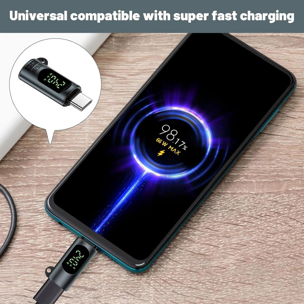 Адаптер USB-C с LED дисплеем 3 в 1 Micro USB↔USB-C / USB-A→USB-C кабель для MacBook iPad iPhone 15 серый Киев - изображение 6
