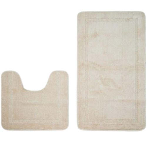 Набір килимків для ванної кімнати 2шт 57*100см+57*50см U-виріз Абстракція Joy молочний тафтинг Дариана Житомир - фото 1