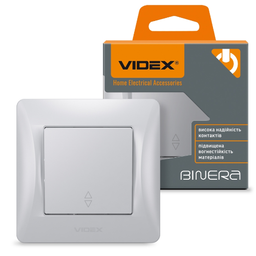BINERA срібний шовк Вимикач внутрішній прохідний 1кл Videx Житомир
