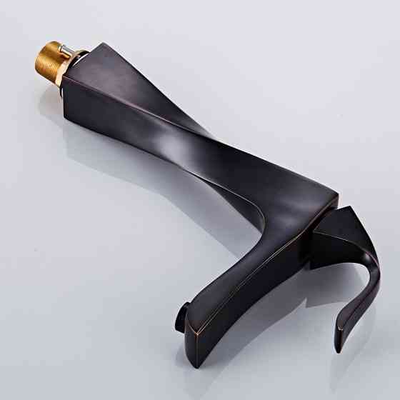 Дизайнерский смеситель для умывальника WanFan люкс качества, кран в ванную с одной ручкой матовый Черный Каменец-Подольский