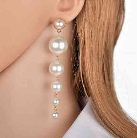 Серьги женские с жемчугом - длина 10см, сплав Киев