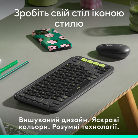Клавіатура Logitech POP Icon Keys Graphite UKR (L920-013157) (7031715) Київ