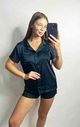 Коплект жіночій шовковий сорочка з шортами Смарагд ч/к S Харків