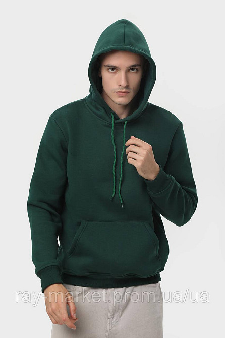Худи мужское базовое утепленное RAY BASIC темно-зеленое (U0401M-Bottle Green) XL Киев - изображение 3