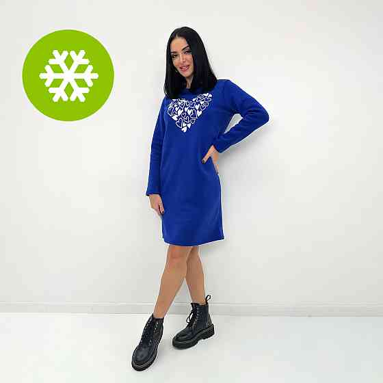 Теплое платье с принтом Romance батал Киев