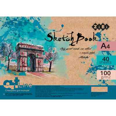 Альбом для малювання ZiBi А4, Скетчбук ART Line 40 аркушів, пружина кремовий блок (ZB.1480) Вінниця
