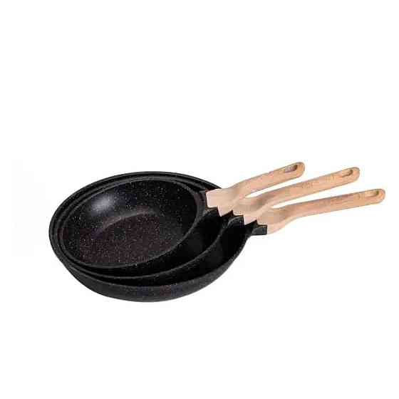 Набор из 3 черных сковородок с толстым дном Киев