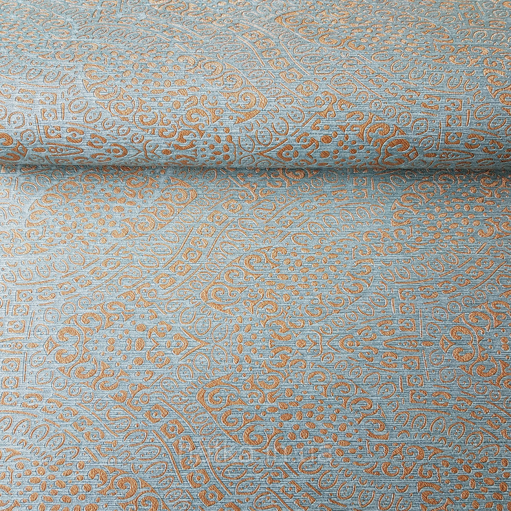 Шпалери метрові вінілові на флізелін Yuanlong Samsara східний малюнок блакитний бірюзовий з золотом Київ - фото 2