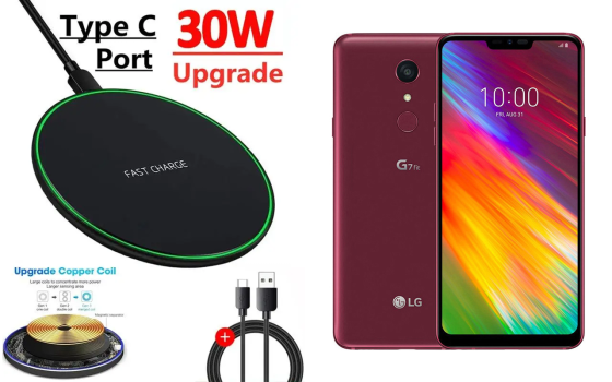 Беспроводное зарядное устройство Copper до 30W для LG G7 Fit, G7 ThinQ, G7+ ThinQ, USB-C, LED Киев