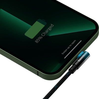 Дата кабель USB 2.0 AM to Lightning 1.0m 2.4A 90° corner black/blue Baseus (CAVP000021) Вінниця - фото 6