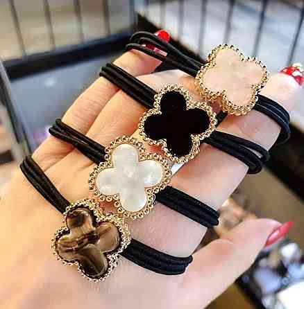 Резинка для волос клевер декоративная, женская резинка для хвоста и пучка, аксессуар для волос, набор 4 шт Киев