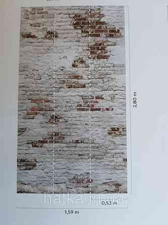 Шпалери вінілові Grandeco One roll one motif 2 EP6101 панно 3д під цеглу під штукатурку коричневий молочний Київ