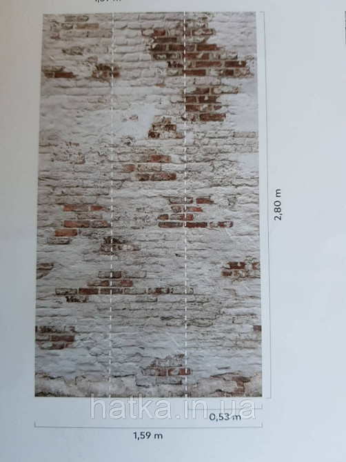 Шпалери вінілові Grandeco One roll one motif 2 EP6101 панно 3д під цеглу під штукатурку коричневий молочний Київ - фото 3