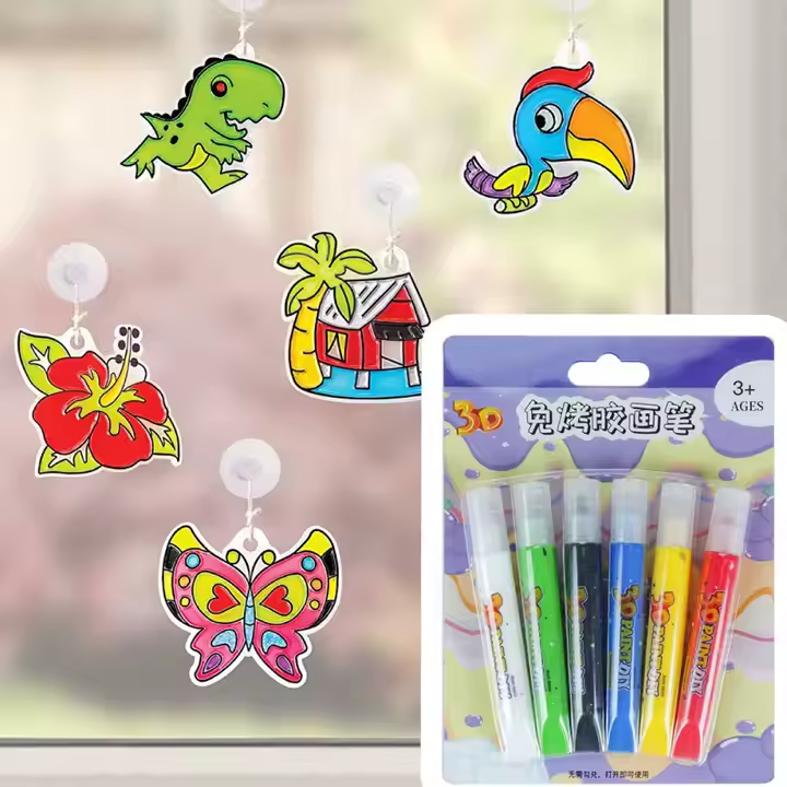 Набір вітражних фарб і 3D-маркерів, комплект для дизайну та рукоділля, 6 кольорів Кам'янець-Подільський - фото 3