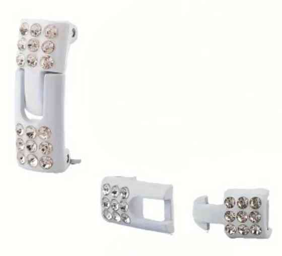 Застібка на шнурки для взуття металева зі стразами Білий 2 шт Смела