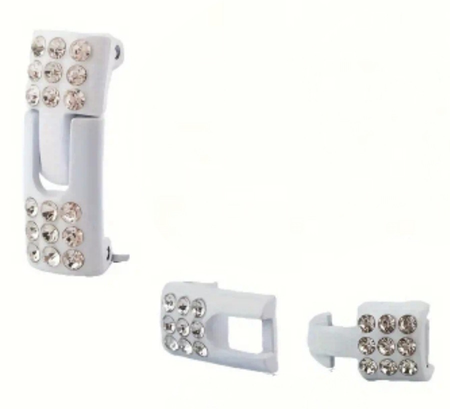 Застібка на шнурки для взуття металева зі стразами Білий 2 шт Смела - изображение 2