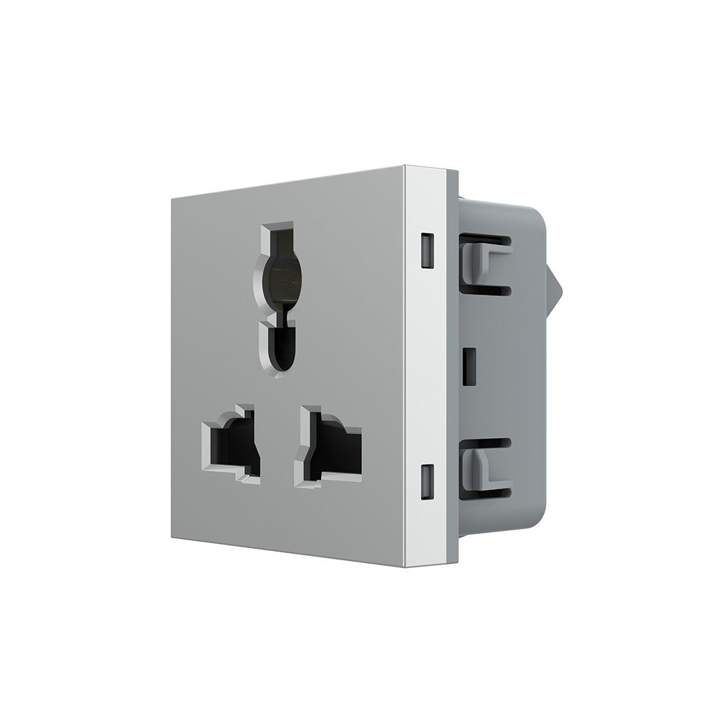 Універсальна розетка LIVOLO 12-в-1, з заземленням і шторками, сіра, 16А 250В, модуль (VL-FCT22 16A-2IP) Коломыя - изображение 6