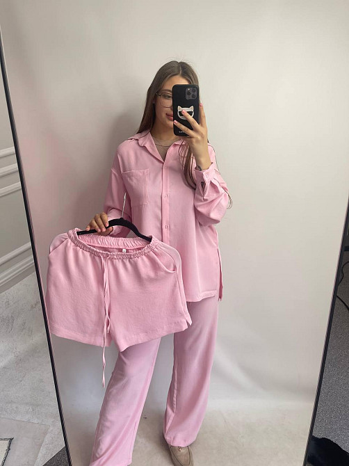 Костюм-тройка женский летний с шортами и брюками Зефирный M-L Харьков - изображение 4