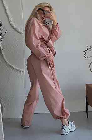 Женский стильный повседневный костюм из плащевки Пудра Одесса