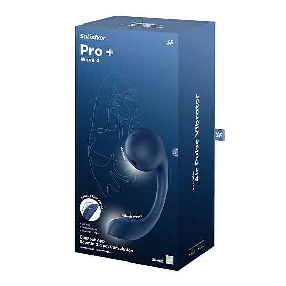 Смарт-стимулятор точки G + вакуумний стимулятор клітора Satisfyer Pro+ Wave 4 Connect App Sex Aura Київ
