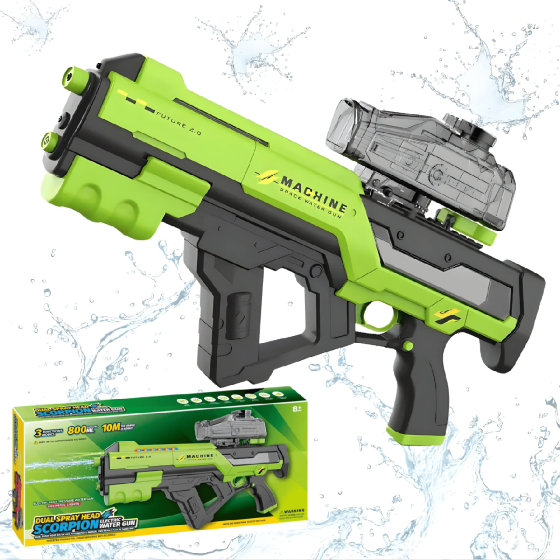 Водяний пістолет для дітей, електричний водяний автомат «Скорпіон» дитячий з автоматичним наповненням водою, зелений Кам'янець-Подільський