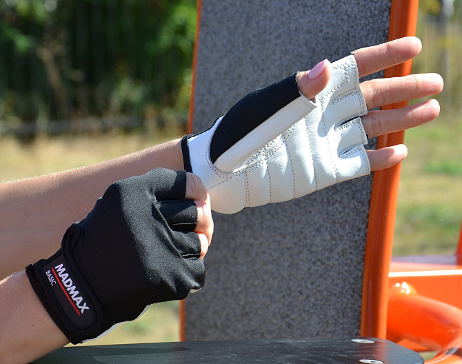 Рукавички для фітнесу MadMax MFG-250 Basic White M Каменское - изображение 8