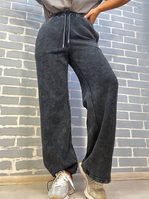 Штани жіночі W 9181 джоггери варені резинка затяжка знизу графіт, графіт, M Київ - фото 12