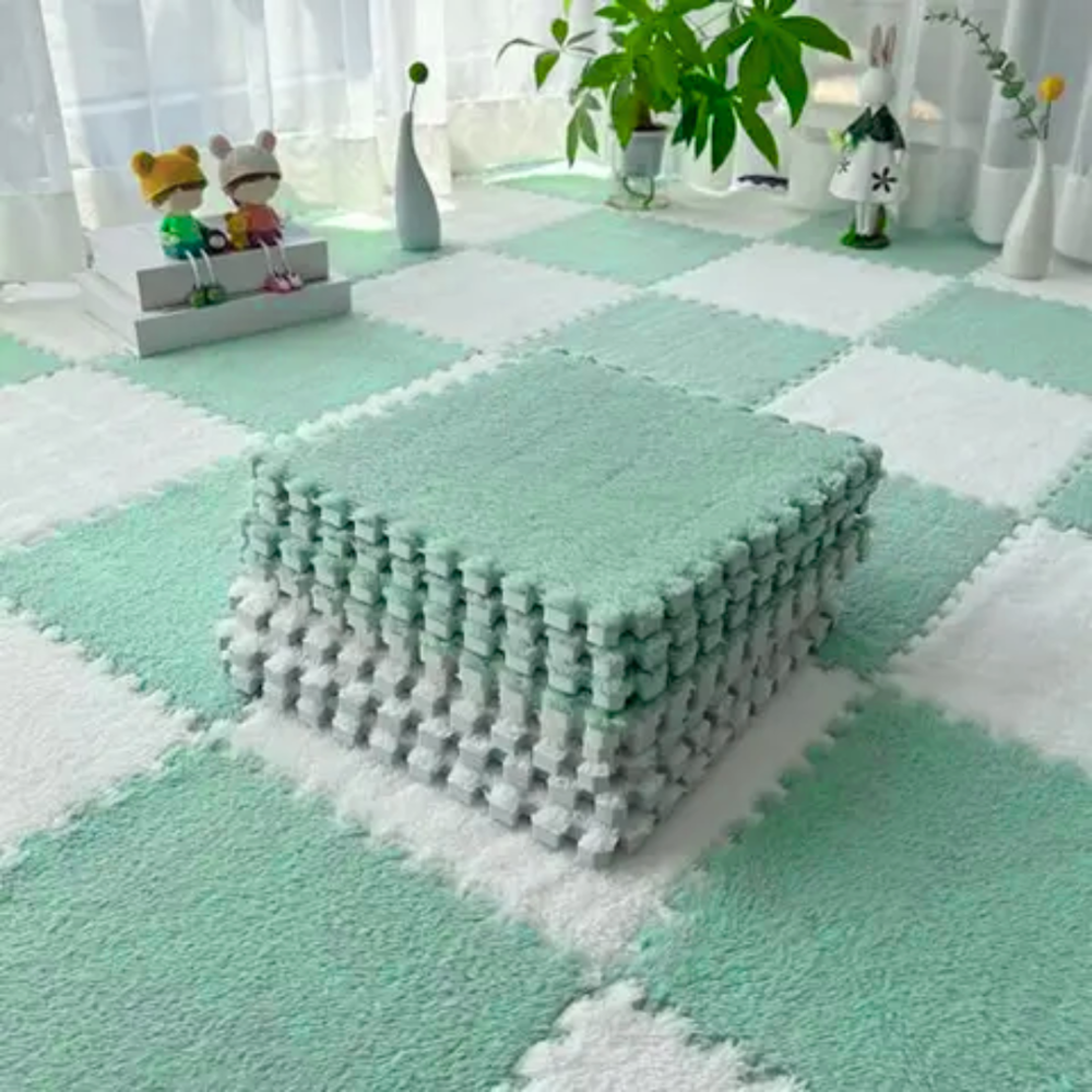 Коврик-пазл с плюшевым покрытием, термоковрик, мягкий детский мат, 60*90см, 6 пазлов, цвет зеленый Каменец-Подольский - изображение 1