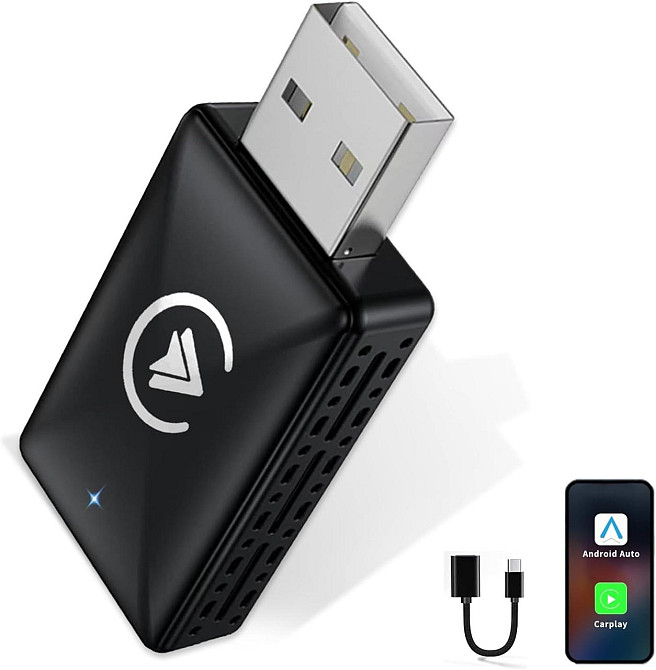 CarPlay Android Auto бездротовий адаптер 2в1, донгл для дротового автомобільного штатного карплей для iPhone iOS 10+, Android 11+ Київ - фото 1