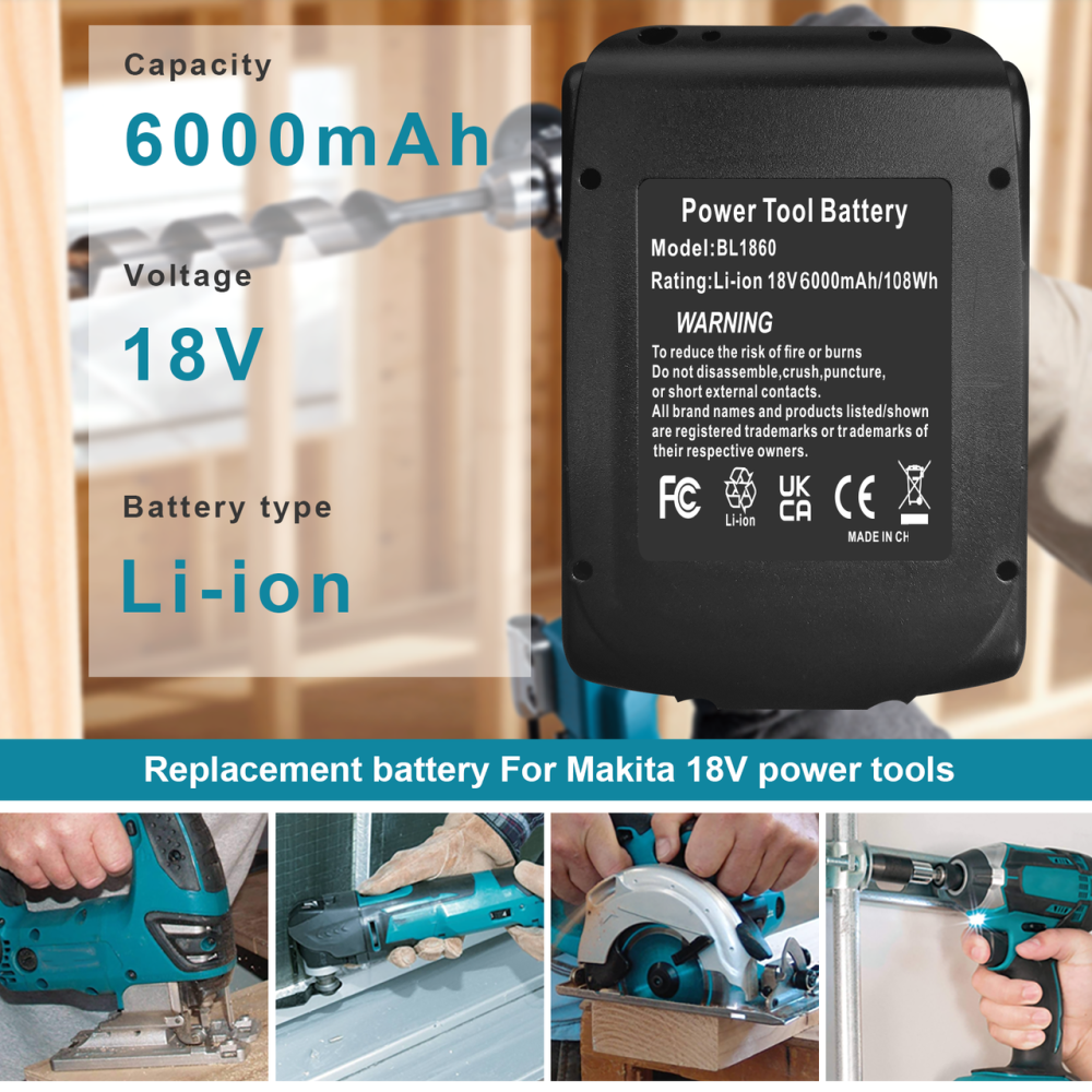 Акумулятор Makita BL1860B 18В 6Ач для дрелей і шуруповертів Київ - фото 9