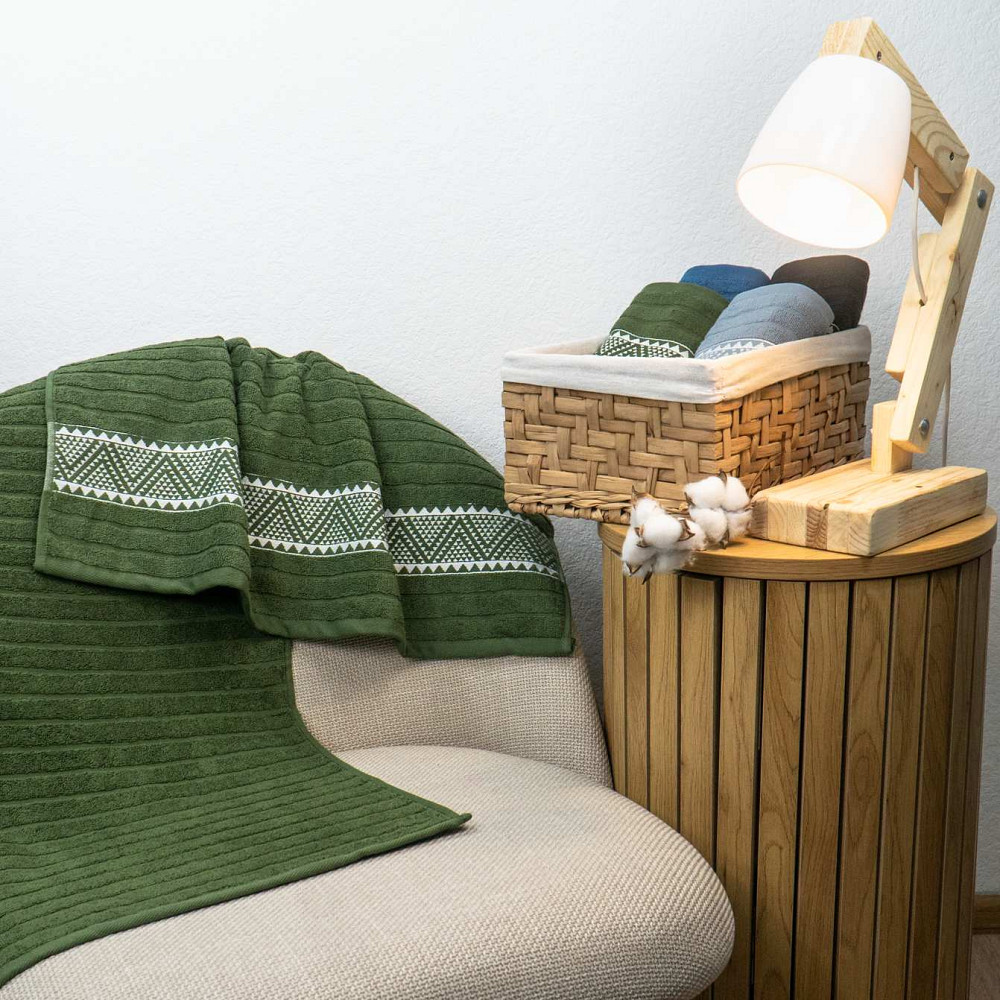 Махровий рушник для обличчя та рук Зіпп GM Textile 50х90см 500г/м2 (Хакі) Суми - фото 2