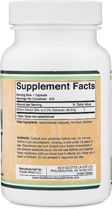Екстракт шафрану Double Wood Saffron Extract 88.5 mg, 210 capsules Луцьк - фото 2