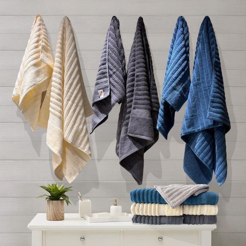 Набор 2 жаккардовых полотенца Lovely Svi для ванной, на подарок, 70 х 140 см и 50 × 90 см Oxford Stripe сірий Киев - изображение 5