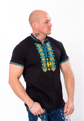 Вышиванка мужская с коротким рукавом, 100% хлопок, топ 52 Киев - изображение 1