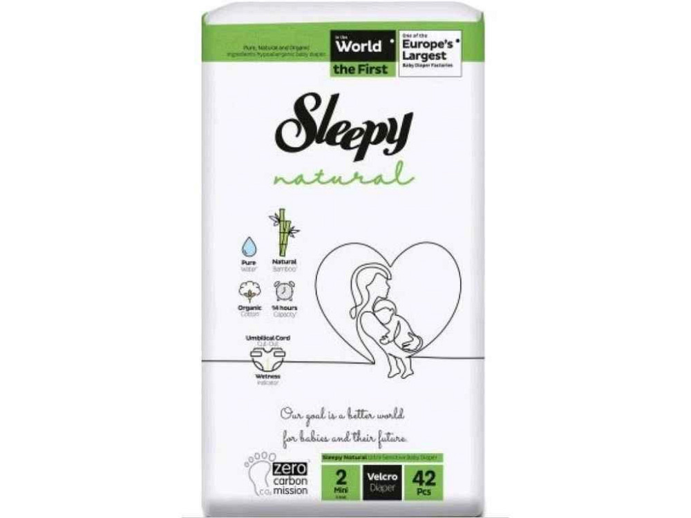 Подгузники детские Natural No2 (42шт) Diaper Mini 3-6кг ТМ SLEEPY Киев - изображение 1
