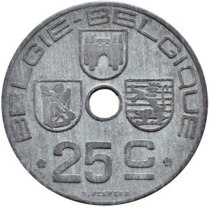 25 сантимів. 1945 рік, Бельгія. Полтава - фото 1