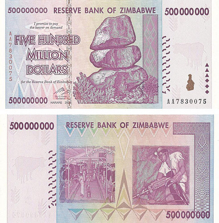 Зімбабве / Зимбабве 500000000 доларів 2008р Р-82 UNC Полтава - изображение 1