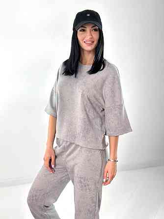 Жіночий костюм з турецької двонитки петля з ефектом tie dye "George"| Норма| Розпродаж моделі Сірий, 42-44 Київ